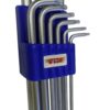 Ball Torx L-Key Wrench Set, 10 piece set, T8 thru T50