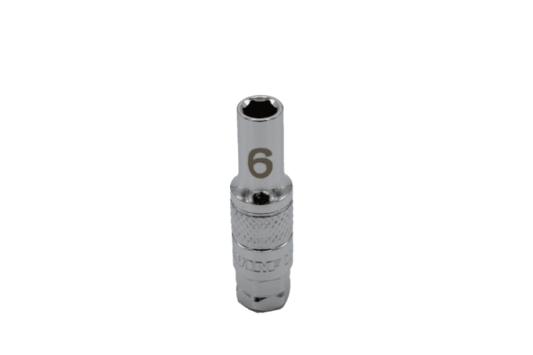 Deep Dual Drive 6mm socket, 1/4" square drive, 11mm Hex outer drive