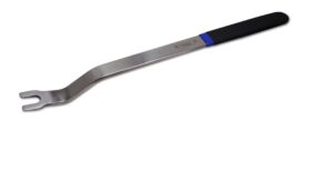 12″ XL Double bend “U” notch door panel clip tool, stainless, dipped handle