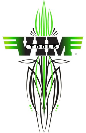 green vim logo with pinstripes