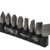 Impact Quality S2 Bit Set, 8 pc Bits 5/16" Hex bodies, 1.25"L, P1-P4 Phillips & Flat Tip