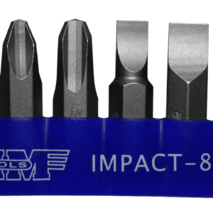 Impact Quality S2 Bit Set, 8 pc Bits 5/16" Hex bodies, 1.25"L, P1-P4 Phillips & Flat Tip