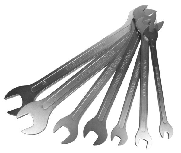 Metric Flat Wrench Set, 7 pc, 6MM thru 19MM, Open End, Thin Flat Design