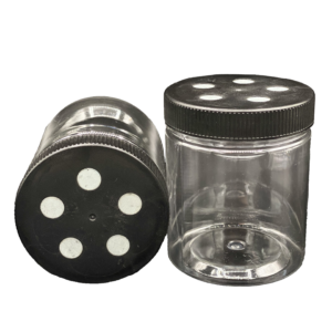 magnetic parts jar, clear with black top