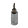T8 Torx, Gun metal gray bit, Satin chrome 1/4” sq.dr. bit holder