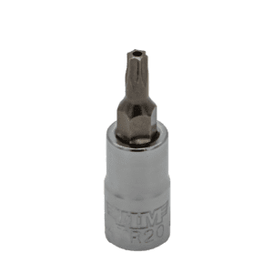 TR20 Tamper Proof Torx Gun metal gray bit, Satin chrome 1/4" sq.dr. bit holder
