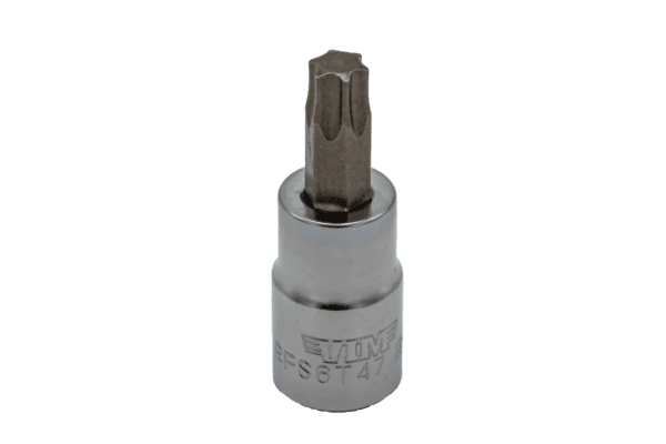 T47 Torx, Gun metal gray bit, Satin chrome 3/8" sq.dr. bit holder