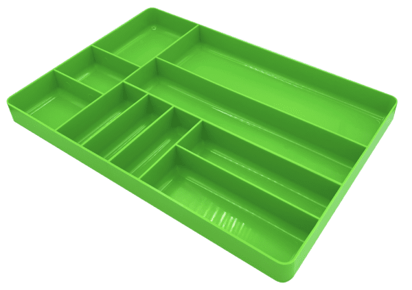 Tray Organizer, 11″ x16″, 10 compartments, Green plastic