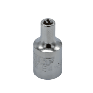 E4 TORX® socket, 1/4” square drive, satin chrome
