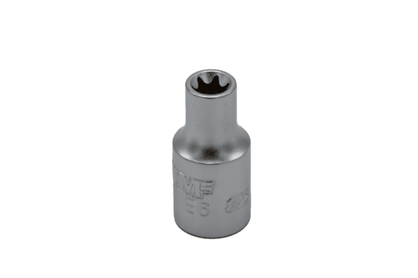 E6 TORX® socket, 1/4” square drive, satin chrome