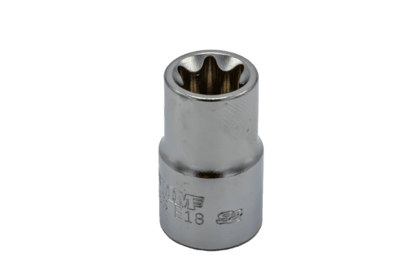E18 TORX® socket, 1/2” square drive, satin chrome