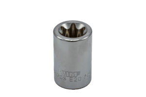 E20 TORX® socket, 1/2” square drive, satin chrome