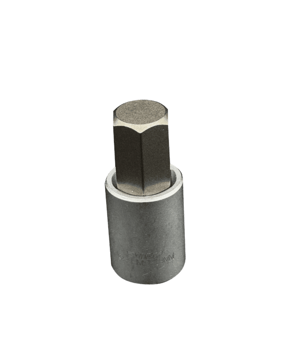 19mm Hex bit, Satin Chrome 1/2” sq.dr. bit holder
