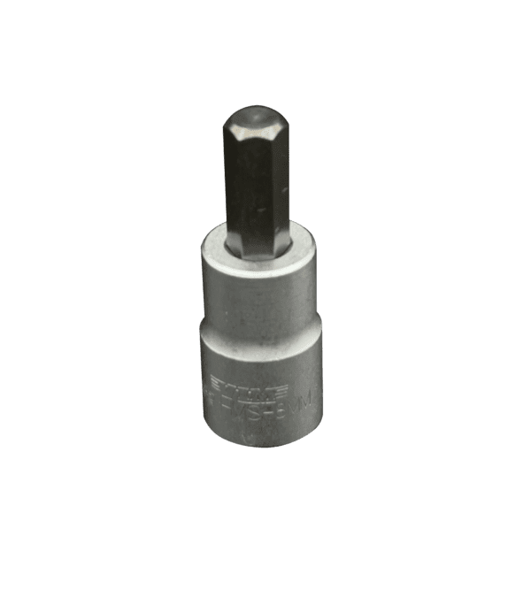 8mm Hex bit, Satin Chrome 3/8” sq.dr. bit holder