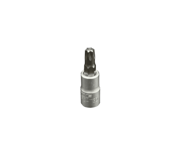 T30 Torx, Gun metal gray bit, Satin chrome 1/4” sq.dr. bit holder