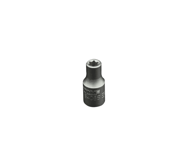 E6 Torx socket, 1/4” square drive, satin chrome