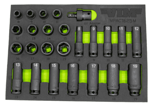 25 Pc. 3/8" Dr. Metric Impact Socket Set • Master set includes shallow and deep sockets in sizes