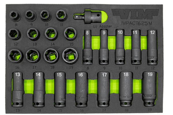 25 Pc. 3/8" Dr. Metric Impact Socket Set • Master set includes shallow and deep sockets in sizes