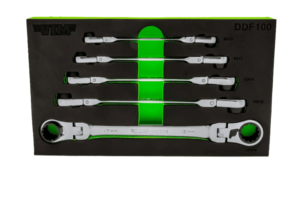 5 Piece Double Deep Spline Flex Head Ratcheting Wrench Set - Metric