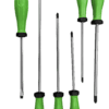6 PC. PHILLIPS/FLAT GREEN SCREWDRIVER SET, S2 STEEL