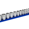 13 PC. 1/4'' DR. METRIC SOCKET SET W/ BLUE 8" MAGRAIL