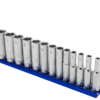 13 PC. 1/4'' DR. DEEP METRIC SOCKET SET W/ BLUE 8" MAGRAIL