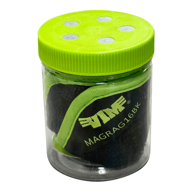 16'' X 16'' MAGNETIC MICROFIBER RAG - BLACK & GREEN