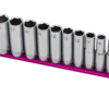 12 PC. 3/8'' DR. DEEP METRIC SOCKET SET W/ 12" PINK MAGRAIL