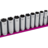12 PC. 3/8'' DR. DEEP METRIC SOCKET SET W/ 12" PINK MAGRAIL