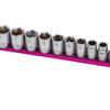 12 PC. 3/8'' DR. METRIC SOCKET SET W/ 12" PINK MAGRAIL
