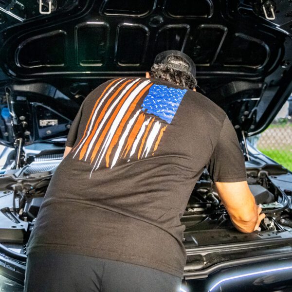 VIM AMERICAN FLAG STARS & STRIPES T SHIRT - BLACK