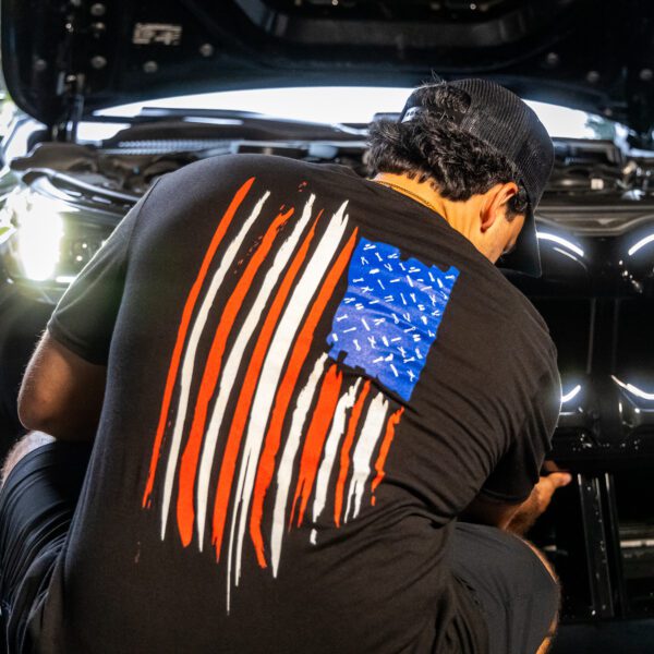 VIM AMERICAN FLAG STARS & STRIPES T SHIRT - BLACK